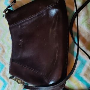 ✔️Monsac Purse Dark Brown Patent Shiny leather shoulder bag small
